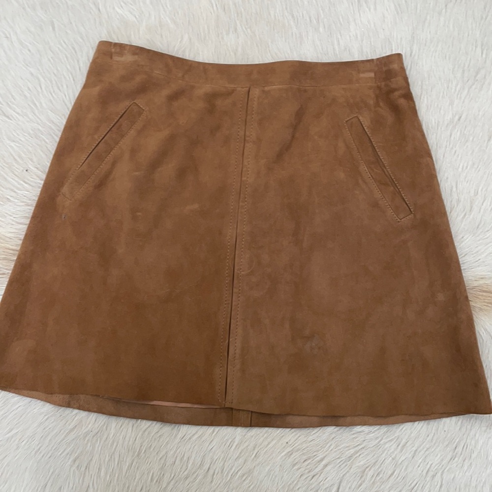 Abercrombie and Fitch real genuine leather mini tan skirt